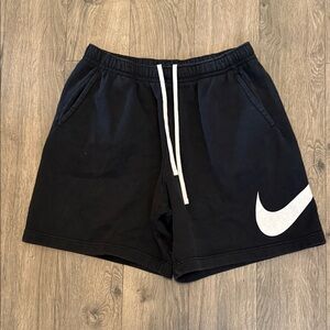 Nike Men's Black Cotton Shorts with White Logo